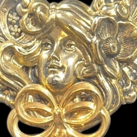 Vintage estate signed Jane 1994 angel, cherub wings Elegant Gold Tone Brooch Pin - Picture 3 of 10